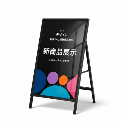SakuraPaw 看板 A型看板 立て看板 60×90cm 【加重設計・防風防雨】 組立不要 屋外 ポスター入れ替え 案内板 片面両面 折りたたみ 頑丈 鉄製 パネルスタンド 飲食店 駐車場 ショッピングモール ブラック PVC保護フィルム付